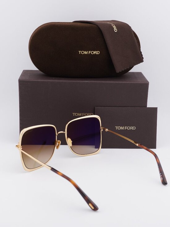 Tom Ford Tara FT1319 30F Square Sunglasses - Shiny Deep Gold/Brown Gradient main image 8